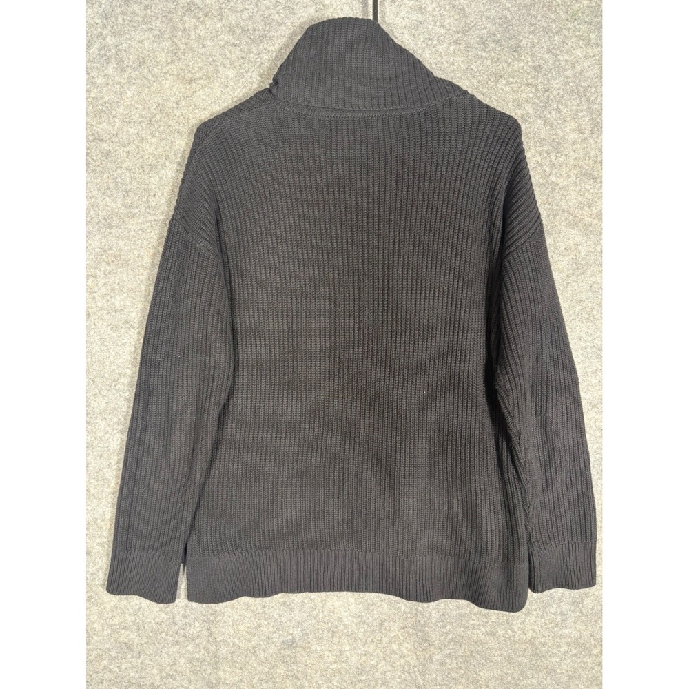 MAX STUDIO Black Chunky Knit Cowl Neck Zipper Sweater Womens Medium - Picture 9 of 9